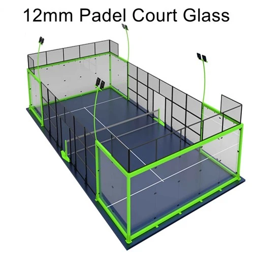 Gloine níos déine 12mm ESG a úsáidtear le haghaidh cúirt padel